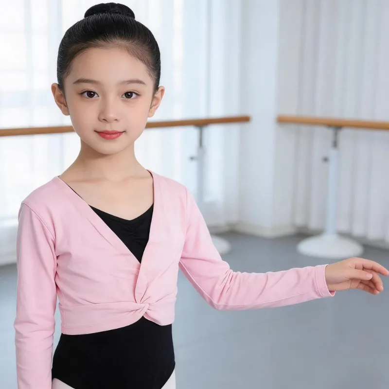 Spring, autumn and winter children's dance long-sleeved shawls, pure cotton jackets, shoulder cans, girls' folk dance practice