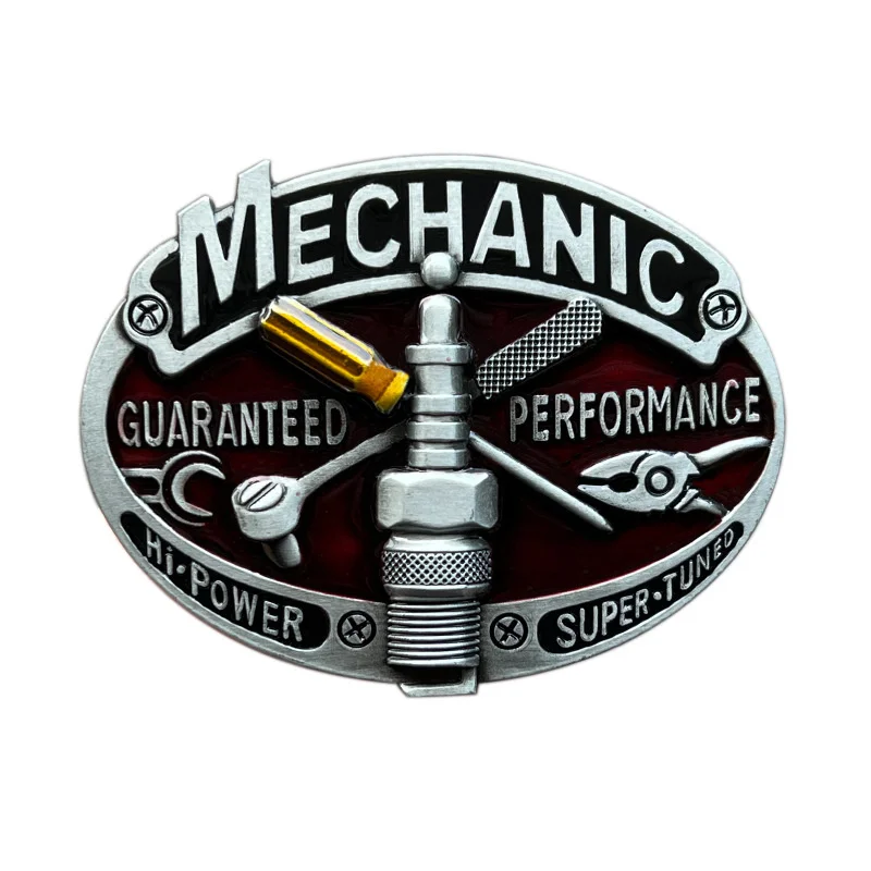 Estilo ocidental Mecânico Wrench Belt Buckle, Spark Plug