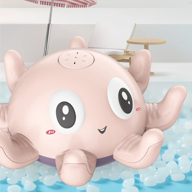 아기 문어 물 스프레이 장난감 LED 라이트 플로팅 목욕 및 수영장 장난감 베이비 샤워 재미 스프레이 물 및 어린이를위한 욕조 장난감 조명