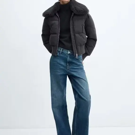 

Trendy Design Cotton Jaet with Detachable Fur Collar Lazy Sle Versatile Slimming Outerwear for Women Commute Artistic Loo...