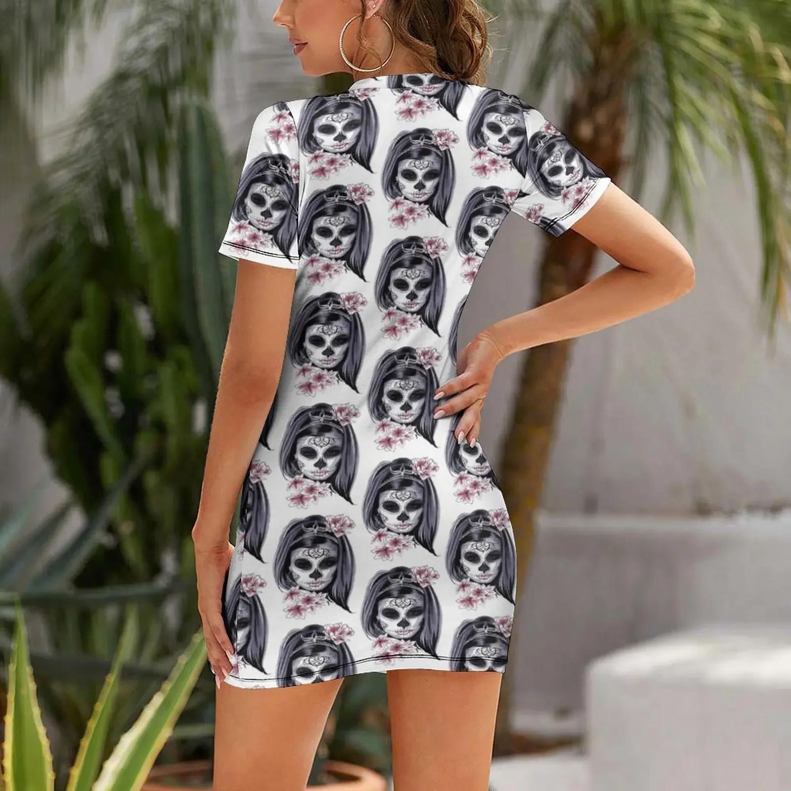 Day Of The Dead Rose Girl Glamour Katrina Men Short-Sleeved Dress luxury evening dresses 2026 Clothing clothes for women