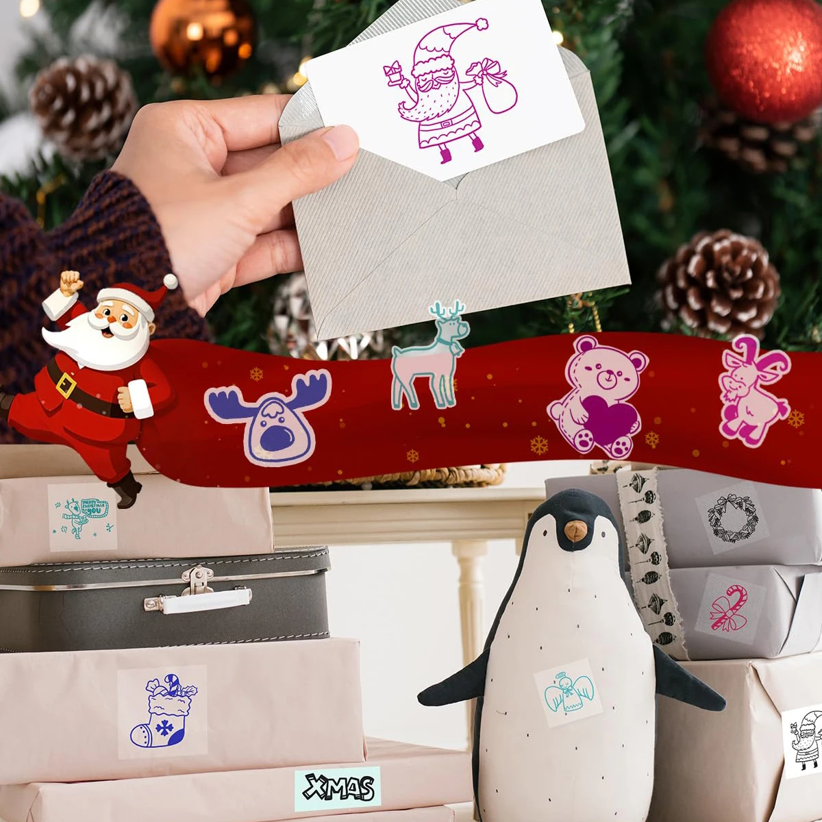 Color Text Transparent Thermal Paper Pink/Cyan/Blue Text on Clear Sticker Paper 53mm Compatible with M02/M02S/M02 PRO/M04S/M04AS