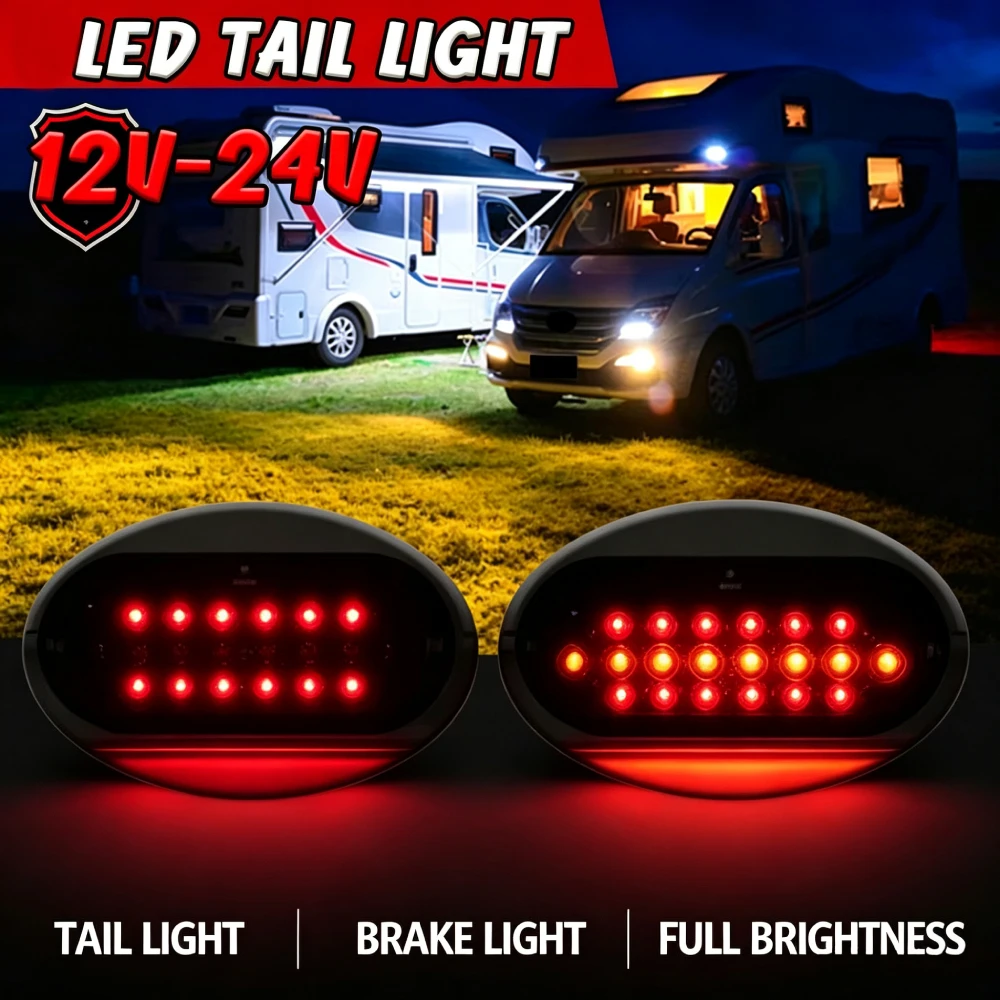 2Pcs 12V 24V LED Rear Lights For Trailer RV Motorhome Motor Caravan Camper Van Tail Light Position Brake Dynamic Turn Signal
