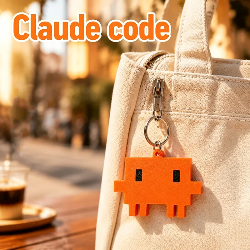 Anime Claude Code Cosplay Keychain Kawaii 3D Printing Pixel Pendant Keyring Key Chain Bag Accessory Ornament Decoration Prop