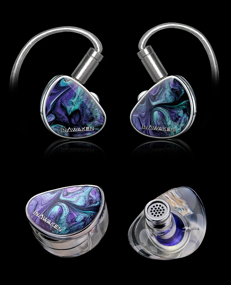 INAWAKEN DAWN Ms IEM Kopfhörer Lila-Gold-Membran-Dynamik-Treiber mit abgeschirmtem OFC-Kabel für Audiophile-Musiker – Detail 10