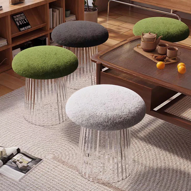 Creative Mushroom Stool, Nordic Furniture, Acrylic Round Stool, Living Room Sofa Footstool, Bedroom Dressing Stool, Mobile Chair