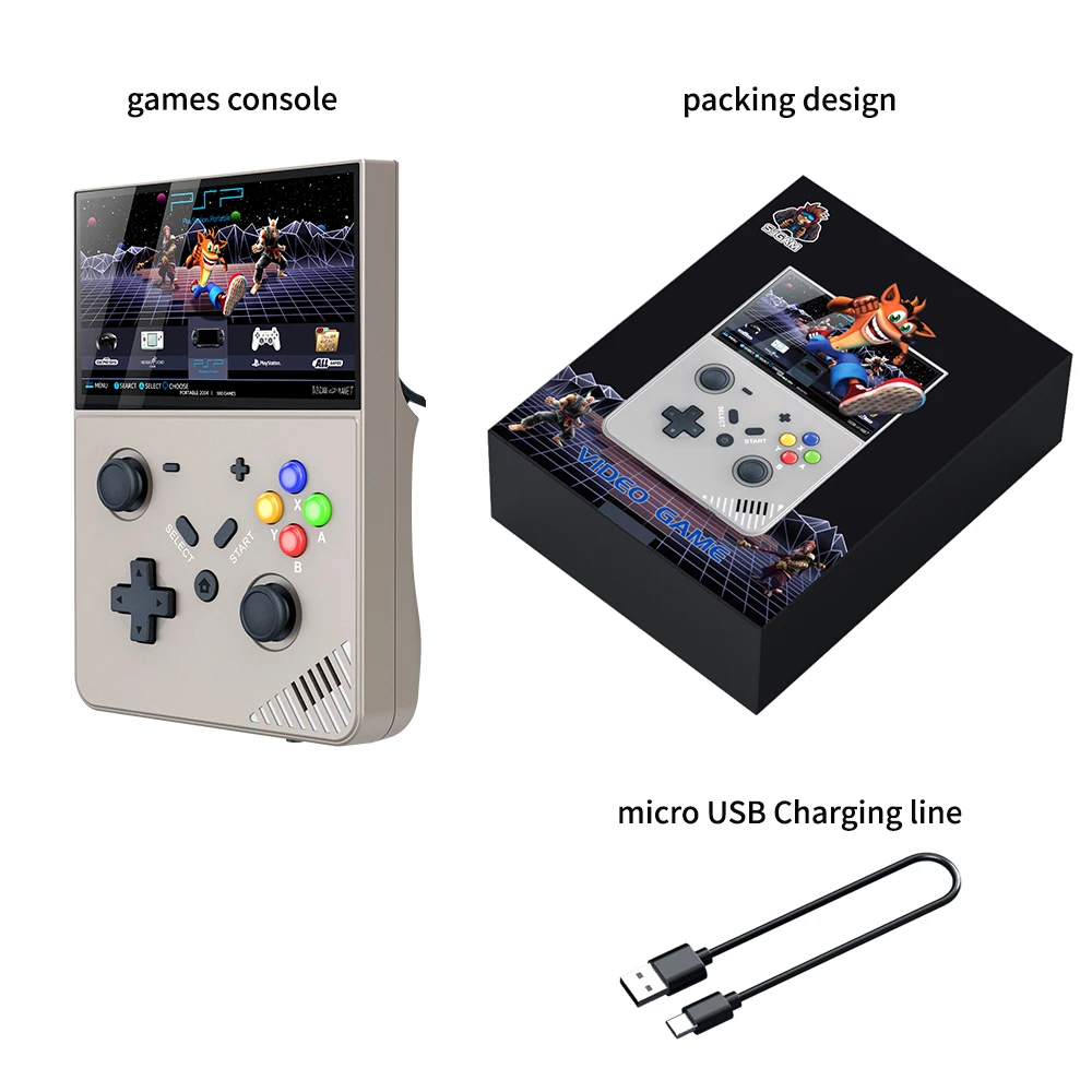 Console de videogame portátil retro para crianças, R43Pro, tela HD, linux Cortex-A17, sistema Linux de código aberto, presente para viagens, 4,3 pol