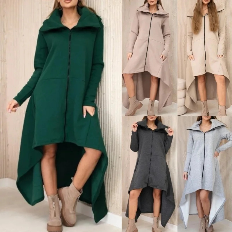 فستان Ropa Para Mujer نسائي فضفاض غير منتظم على شكل حرف a مع طية صدر السترة وفتحة بسحاب Abiti Da Cerimonia Vestido Mujer