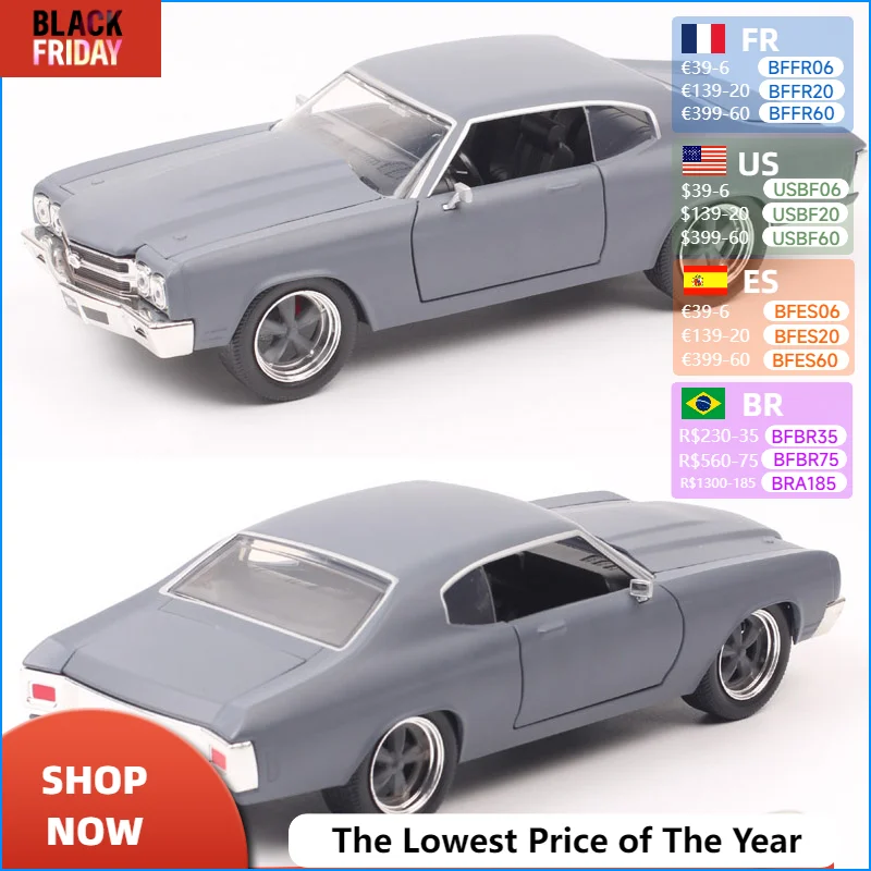 Childrens Jada 1:24 Scale Classics 1970 Chevrolet Chevelle SS Diecast Chevy Muscle Car Model Metal Auto Vehicle Thumbnails Boys