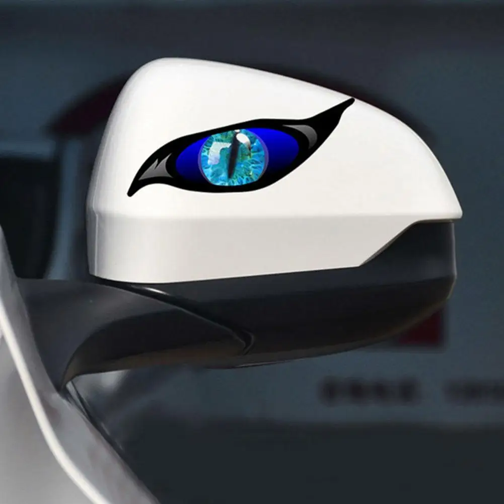 2PCS Car Stickers Funny Animated Eye Decals Red Blue Sunscreen Waterproof Motorcycle Car Stickers Occlusion Scratch