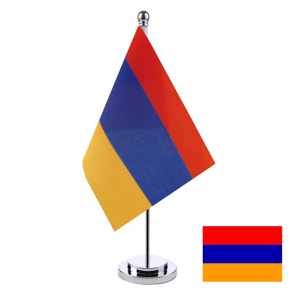 Aerlxemrbrae 14x21cm  Office Desk Flag  Armenia flag polyester Armenia National table decoration banner Desk Ornaments