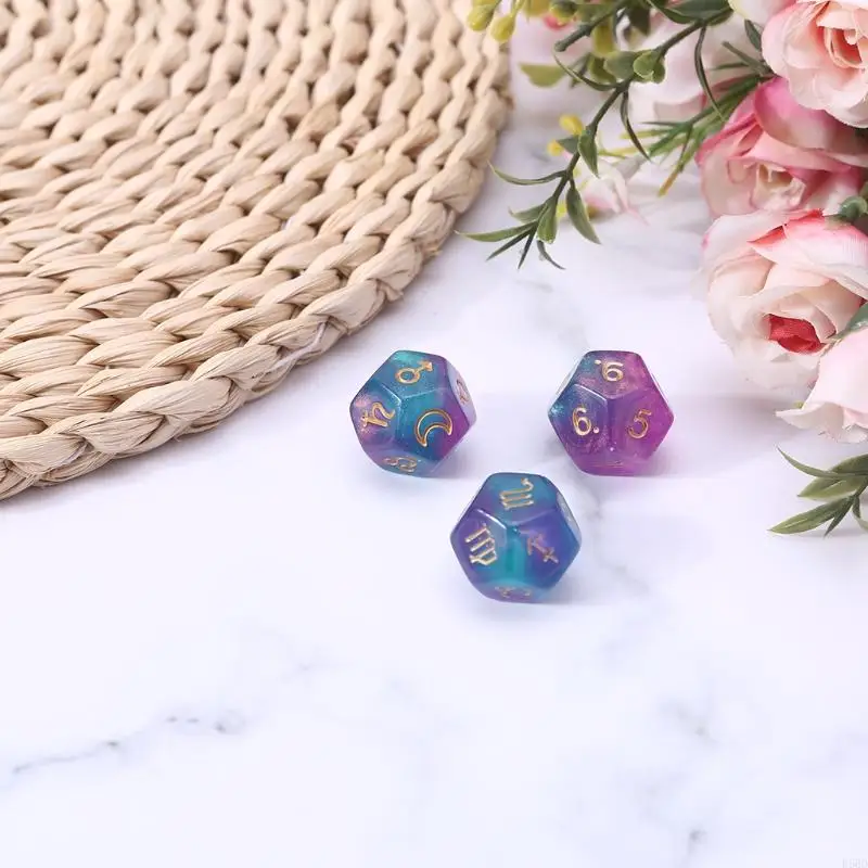 E56D 3Pcs/Set for Creative 12-Sided Astrology Zodiac Signs For Constellatio