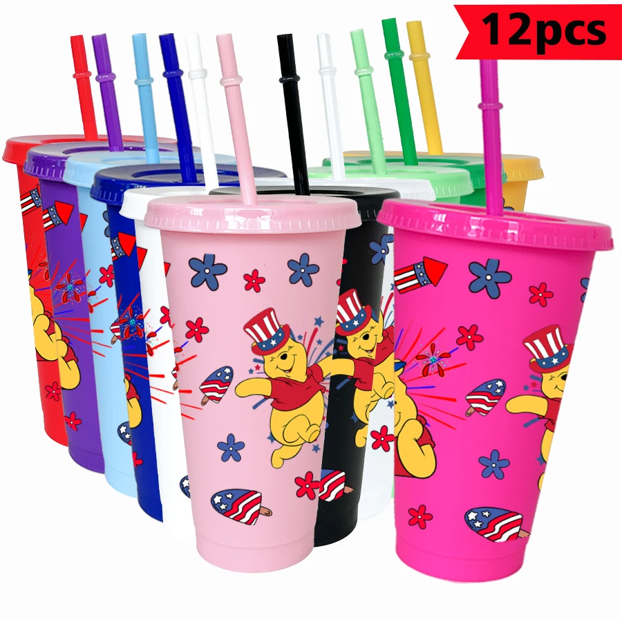 

12 pcs/pack Disney, Winnie the Pooh, fireworks 26oz colorful plastic tumbler birthday party drinking utensils juice coffee cup
