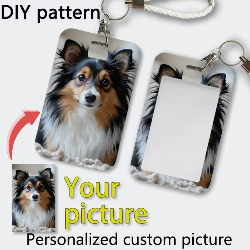 DIY Customization Pet Photos Sliding Card Holder With Hanging Rope Can Be Stored ID ATM Student Work ID Card Protect Cover