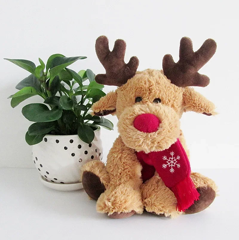 30cm Children Animal Soft Doll Elk Reindeer Plush Toy Stuffed Doll Toy Velvet Plush Christmas Stuffed Short-haired Plush Doll