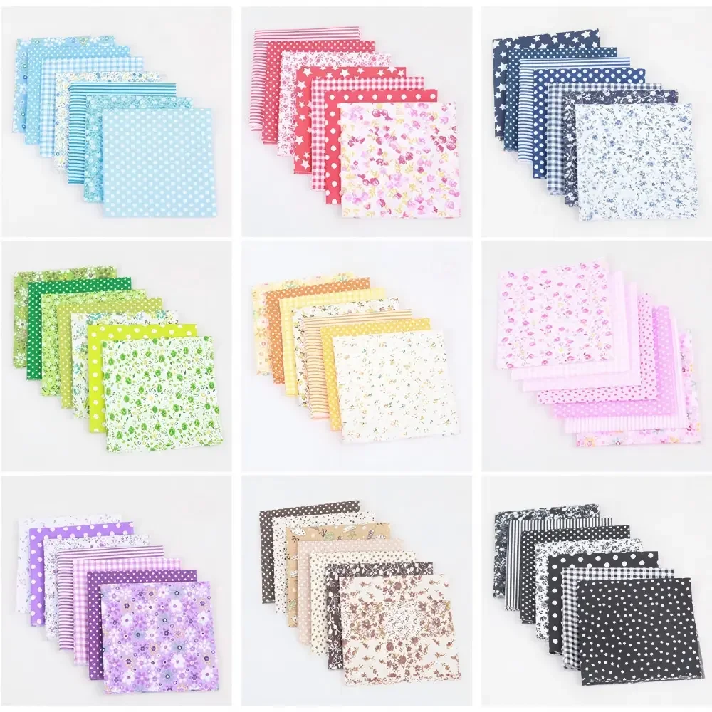 7PCS 25 X 25cm Squares Cotton Craft Fabric Cloths for DIY Bundle Patchwork Quilting Sewing Scrapbooking Artcraft