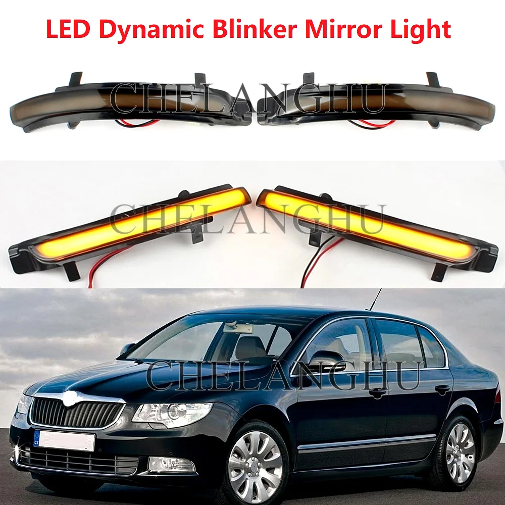 

Dynamic Blinker LED Mirror Turn Signal Indicator Light Lamp For Skoda Superb MK2 Sedan 2008 2009 2010 2011 2012 2013 2014 2015