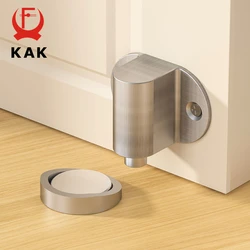 KAK Adjustable Magnetic Door Stopper Nail-free Zinc Alloy Hidden Door Holder Floor Mounted Door Stop Wind-proof Door Hardware