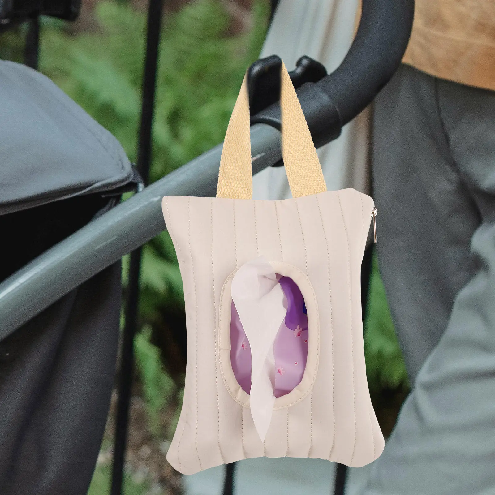 

Baby Stroller Hanging Bag Refillable Wipes Container for Easy Access Sleek Design Wipe Holder Travel Organizer Infant Wipes