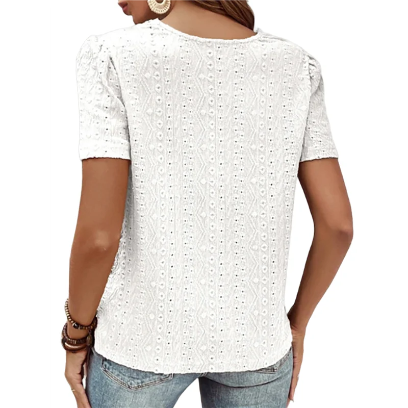 ASDS-Women's Short Sleeve Tunic Tank Tops Casual Lace Shirt Blouses