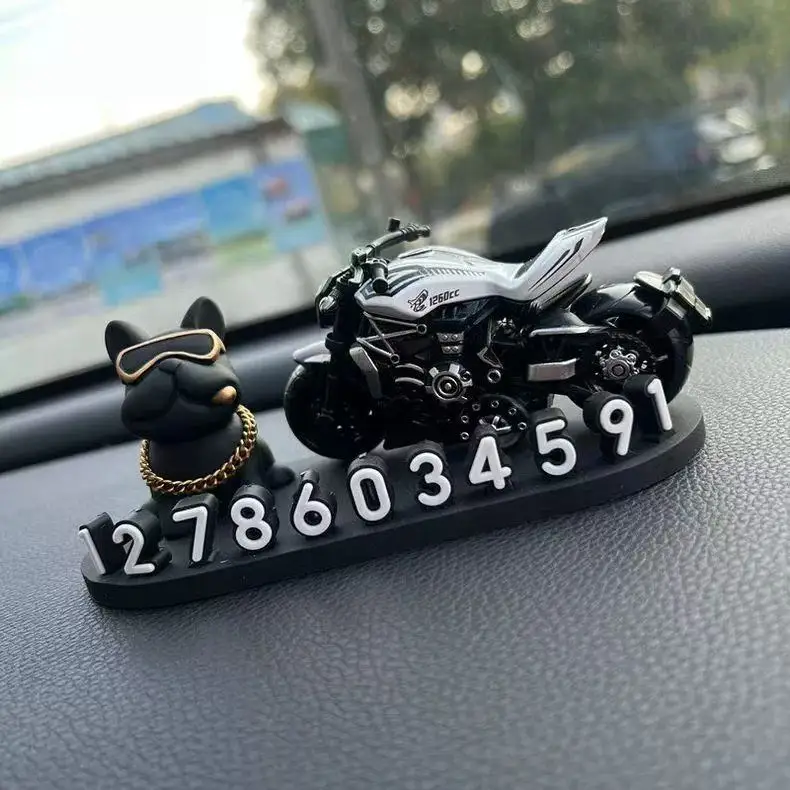 French Dou Dog Car Temporary Parking Phone Number Plate Car Decorations Car Use Moving Plate Moving Card Men