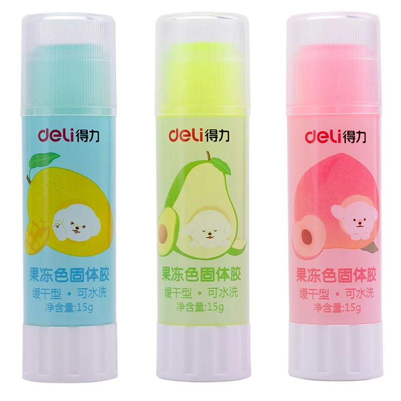 15g Deli Colored Jelly Glue Sticks School Office Supply Paper Crafts Bonding Tool Cute Student Creative Stationery Child Gift