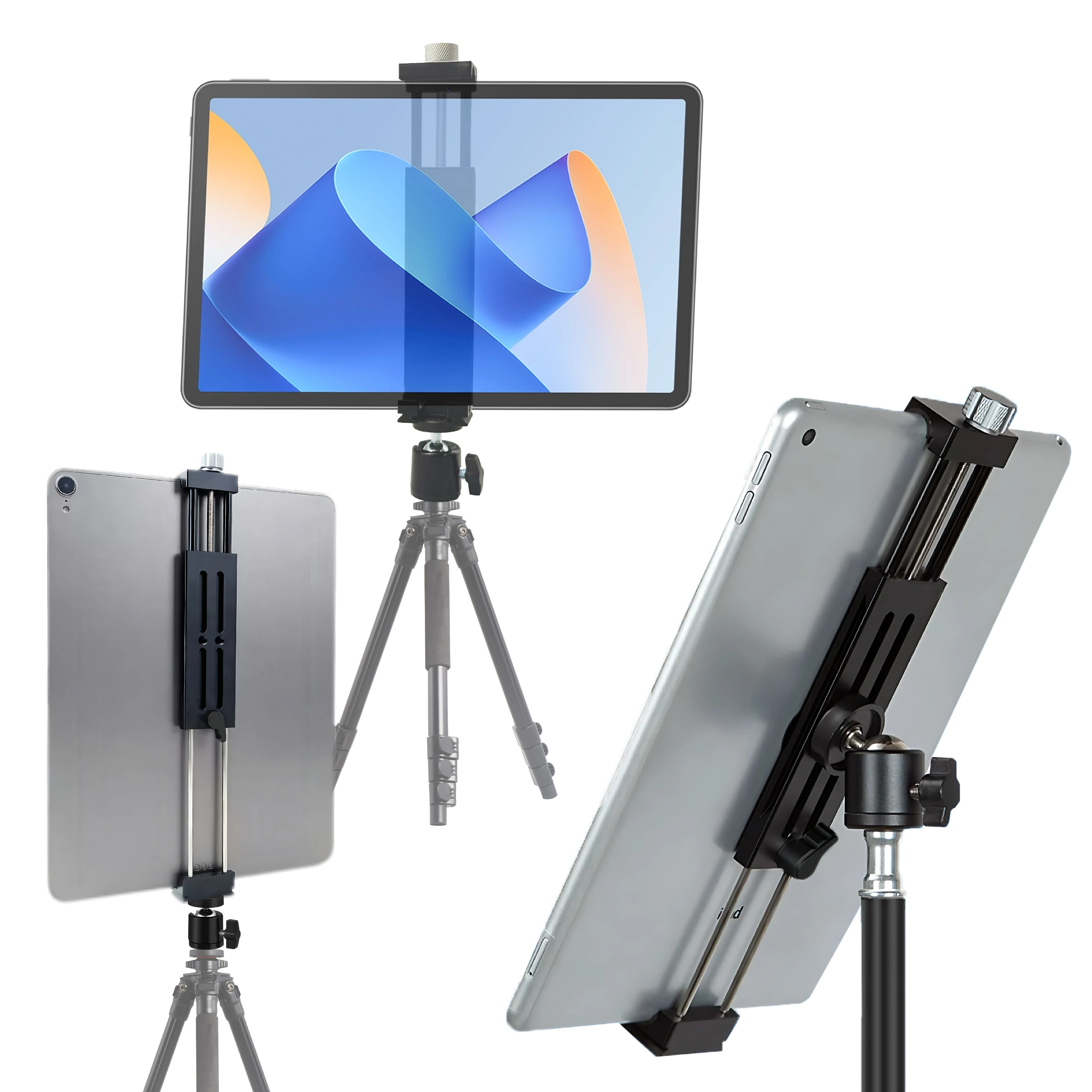 Adaptador de montagem de tripé para tablet com cabeça esférica, suporte de liga de alumínio para tablets de 5,43-12,05 polegadas, iPad Pro, Air, Mini