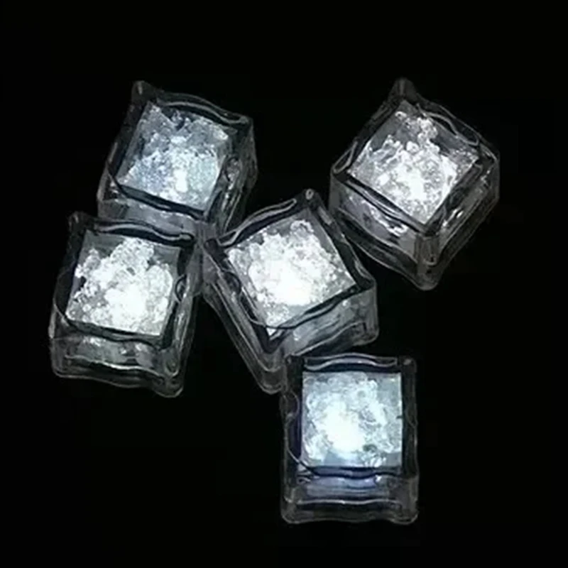 12PCS Waterproof LED Ice-Cube Flashing Glow In The Dark Light Up For Bar Club Drinking Party Decoration