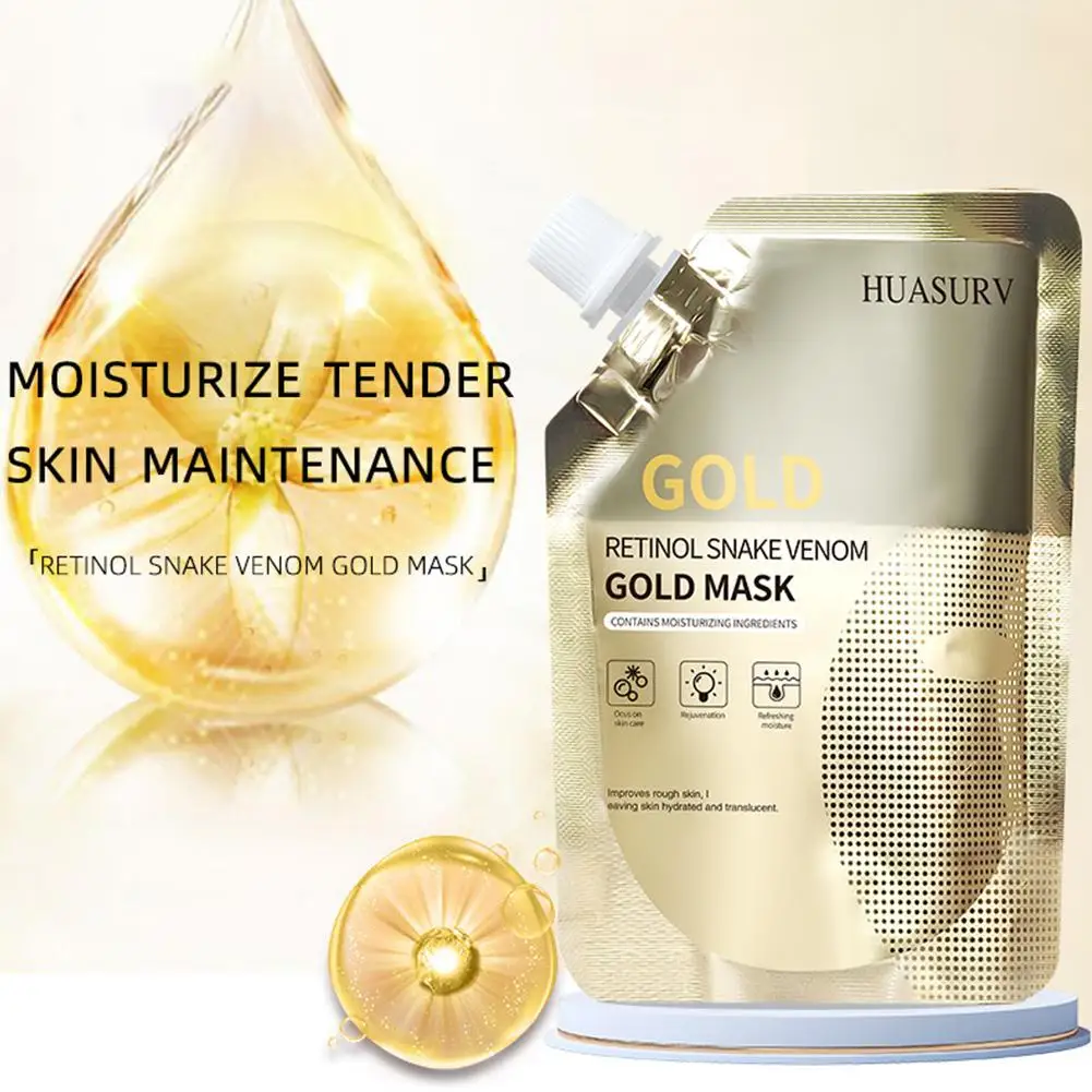 2pcs*100g Moisturizing Retinol Snake Venom Peptide Gold Mask Moisturizing Firmness Brighten Facial Mask Oil Control Skin Care