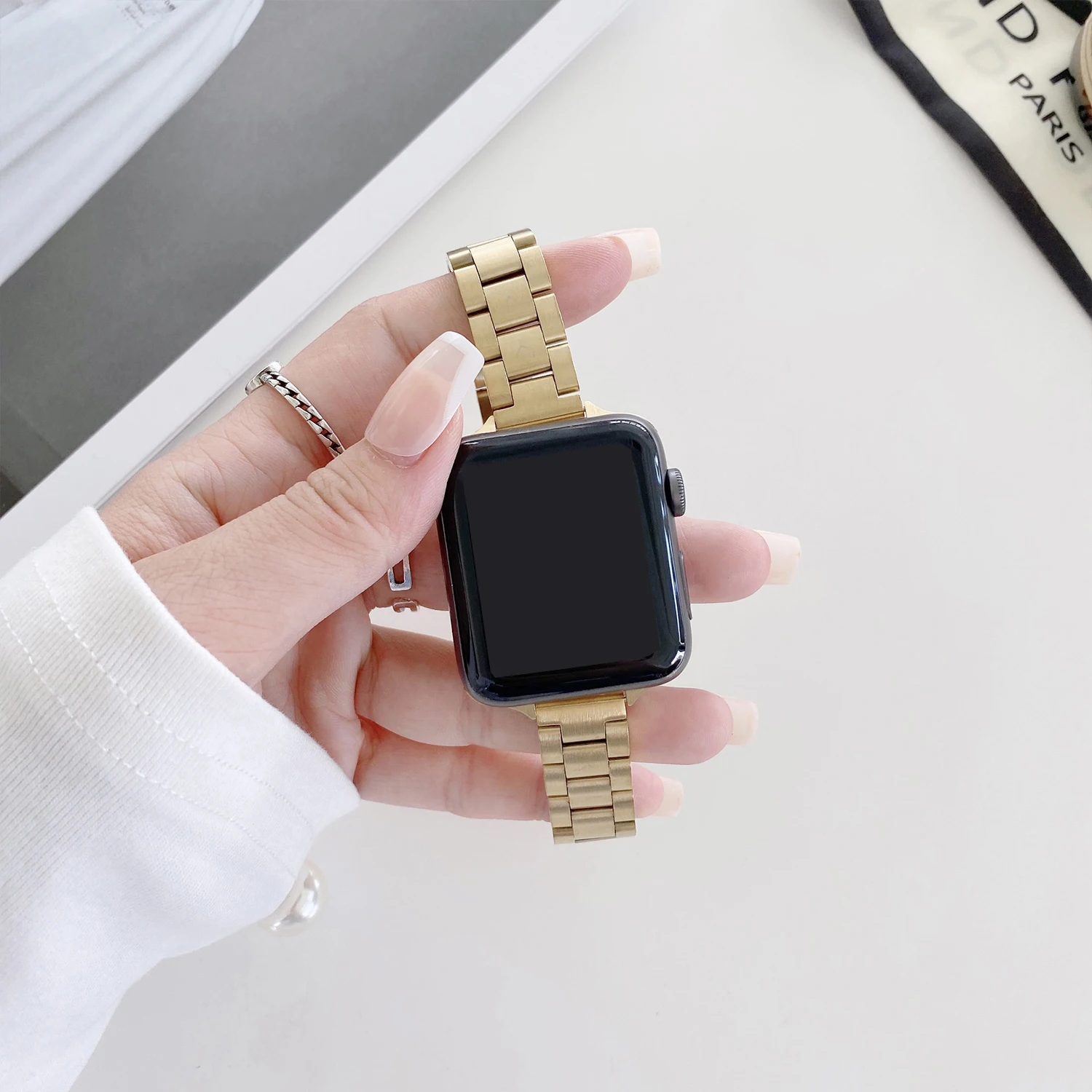 สายนาฬิกาสเตนเลสสตีลสำหรับเปลี่ยนสายนาฬิกา Apple รุ่น iWatch 6 5 4 3 SE 44mm 42mm 40mm