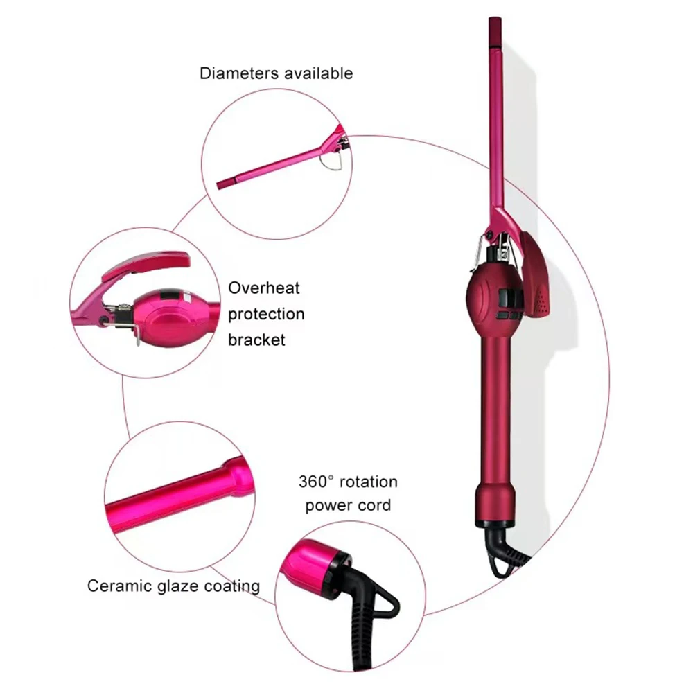 Salon Grade For Short Hair Thin Barrel Curling Iron 9mm Small Hair Curler LCD Display Adjustable Temperature Hair Curling Wand
