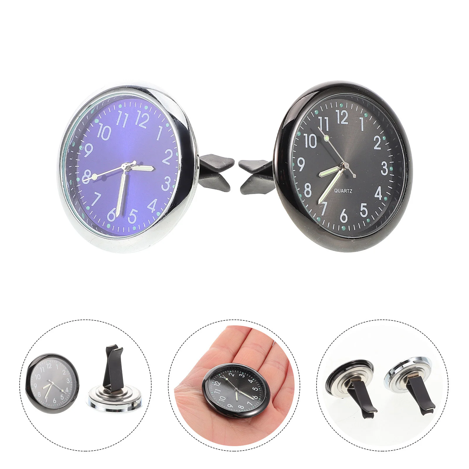 

2Pcs Mini Car Vent Clock Night Light Stylish Unique Accessory Clear Visibility Reliable Longterm Use Mini Car Vent Clock