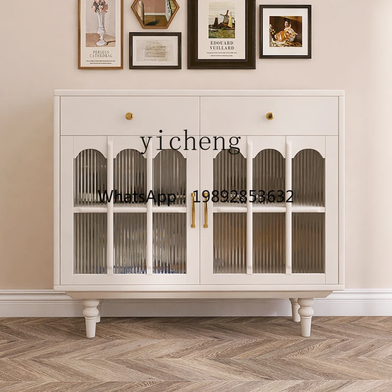 YY  Solid Wood Side Cabinet Storage Cabinet Entryway Small Apartment Lower  Wine Cabinet
