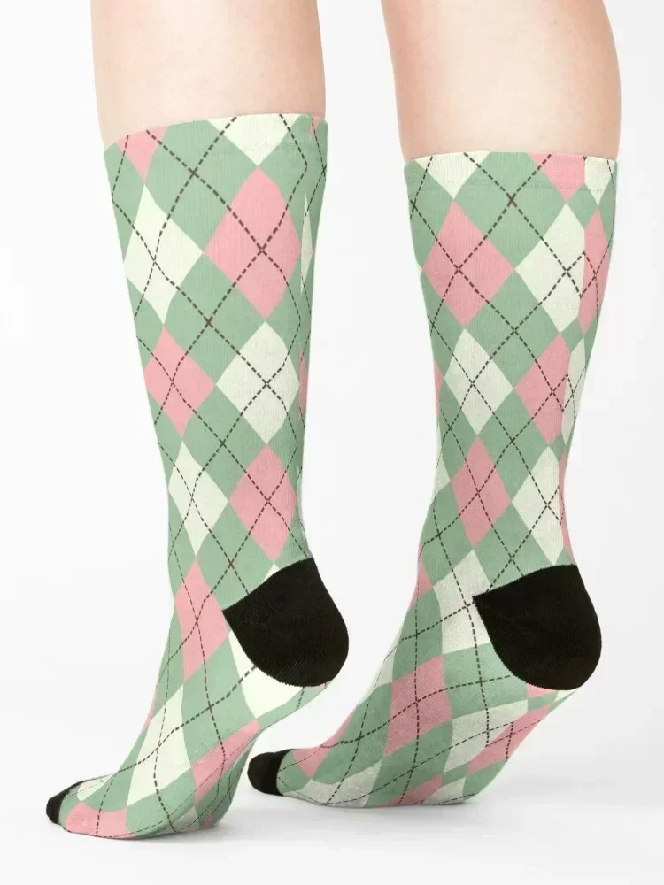 argyle_green pink white Socks new year Wholesale set professional running Socks Ladies Men's