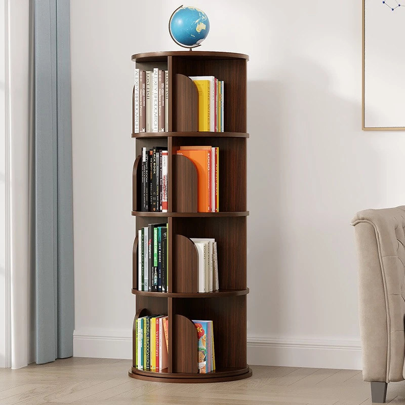 

Solid wood 360-degree rotating bookshelf Multi-layer floor shelf E****mical storage rack Children's and students