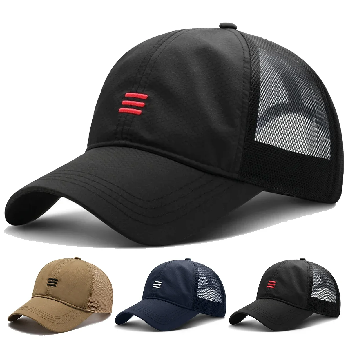 Унисекс, быстросохнущие бейсболки с тремя горизонтальными вышивками, весна-лето, уличные регулируемые повседневные шапки, солнцезащитная кепка