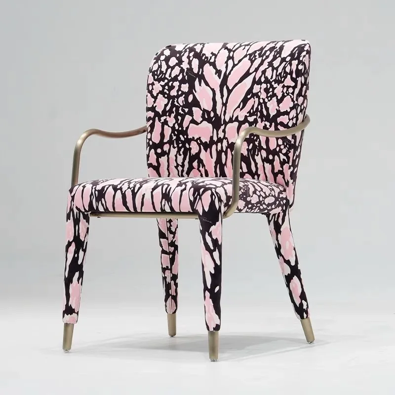 

Light luxury pure copper dining chair with armrests Modern high-end designer villa model room Home art single chair