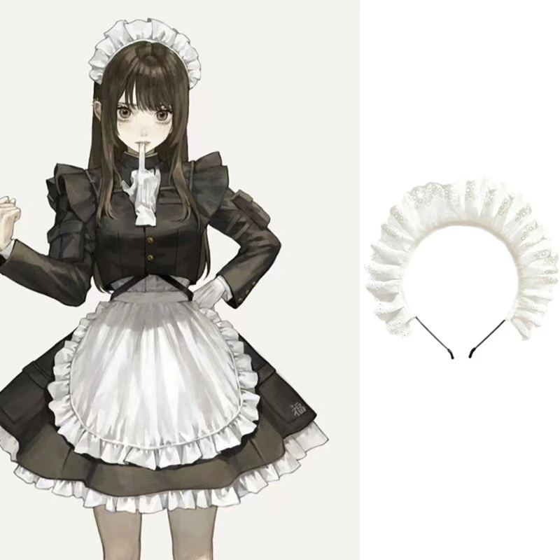 Lolita Plissee Schnürsenkel Haar Hoop Frauen Elegante Aushöhlen Muster Make-Up Stirnband für Mädchen Cosplay Maid Haar Zubehör M6CD