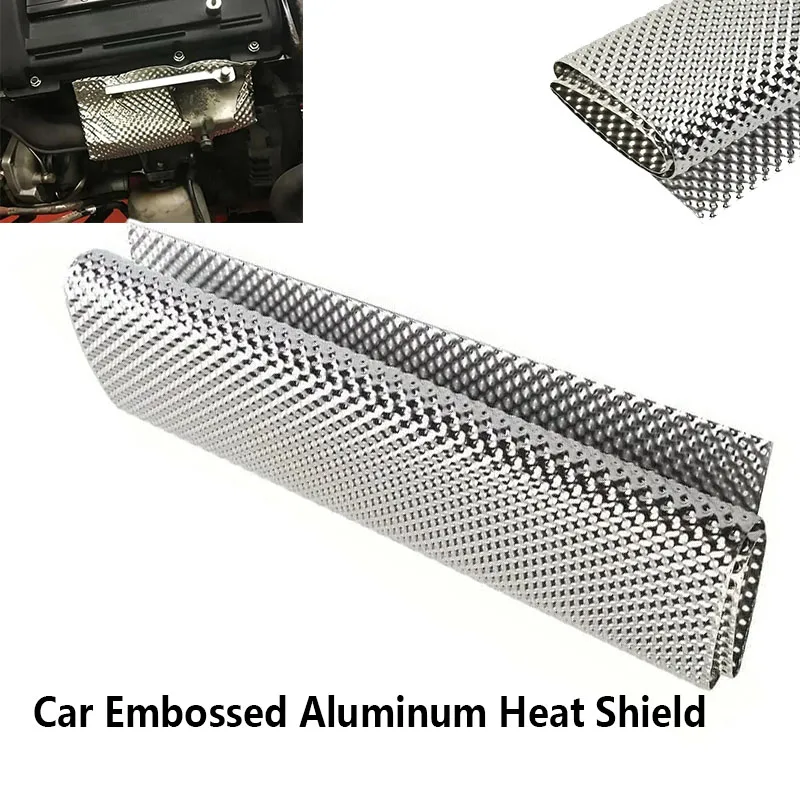 30x50cm Embossed Aluminum Heat Shield Exhaust Manifold Turbo Insulation Pad Automotive Accessory for Car Firewall Floor Pan Fuel