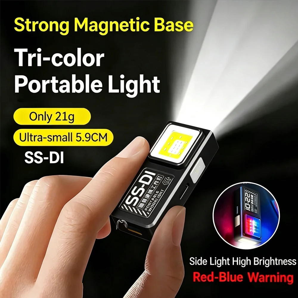 Mini COB LED Flashlight USB C Rechargeable Powerful Work Light with Clip And Magnet Waterproof EDC Camping Walking Pocket Lamp