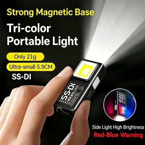 Mini lampe torche LED COB rechargeable par USB C, puissante lampe de travail avec clip et aimant, étanche, lampe de poche EDC pour le camping et la marche