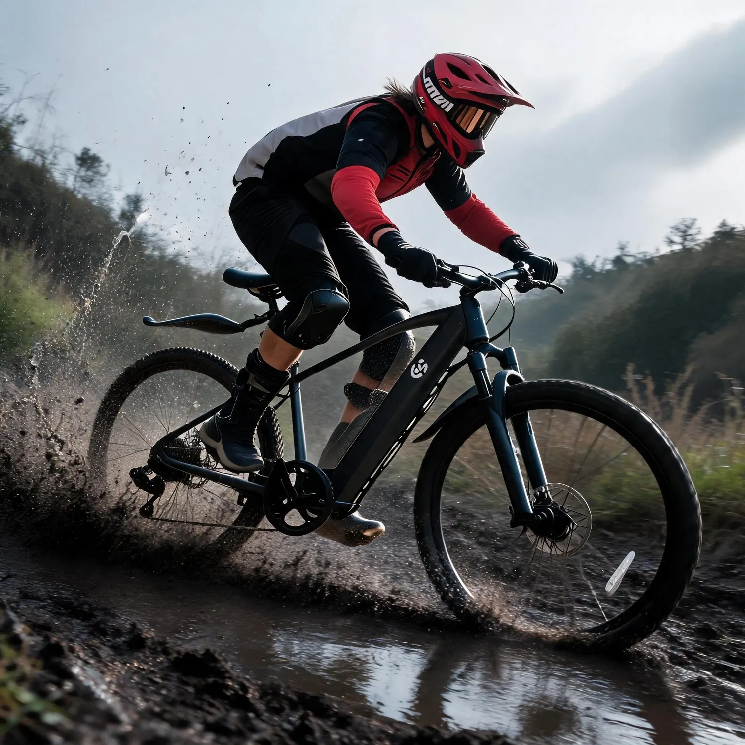 Outdoor Cross Country Riding 26 Inch Off Road Electric Bike 500W Brushless Motor Max 70KM Long Range Top Speed 20MPH 30° Climbing Capacity Pedal Assist Mode 7-Speed Gear Adjustable Seat Height, Outdoor Adventure Ready To Ride