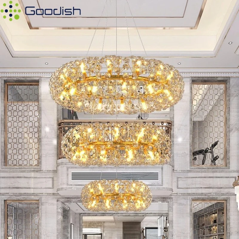 الفاخرة الحديثة الذهب الهندباء كريستال حلقة أضواء السقف مصباح معدني معلق لغرفة المعيشة غرفة نوم الطعام ديكور المنزل الثريا
