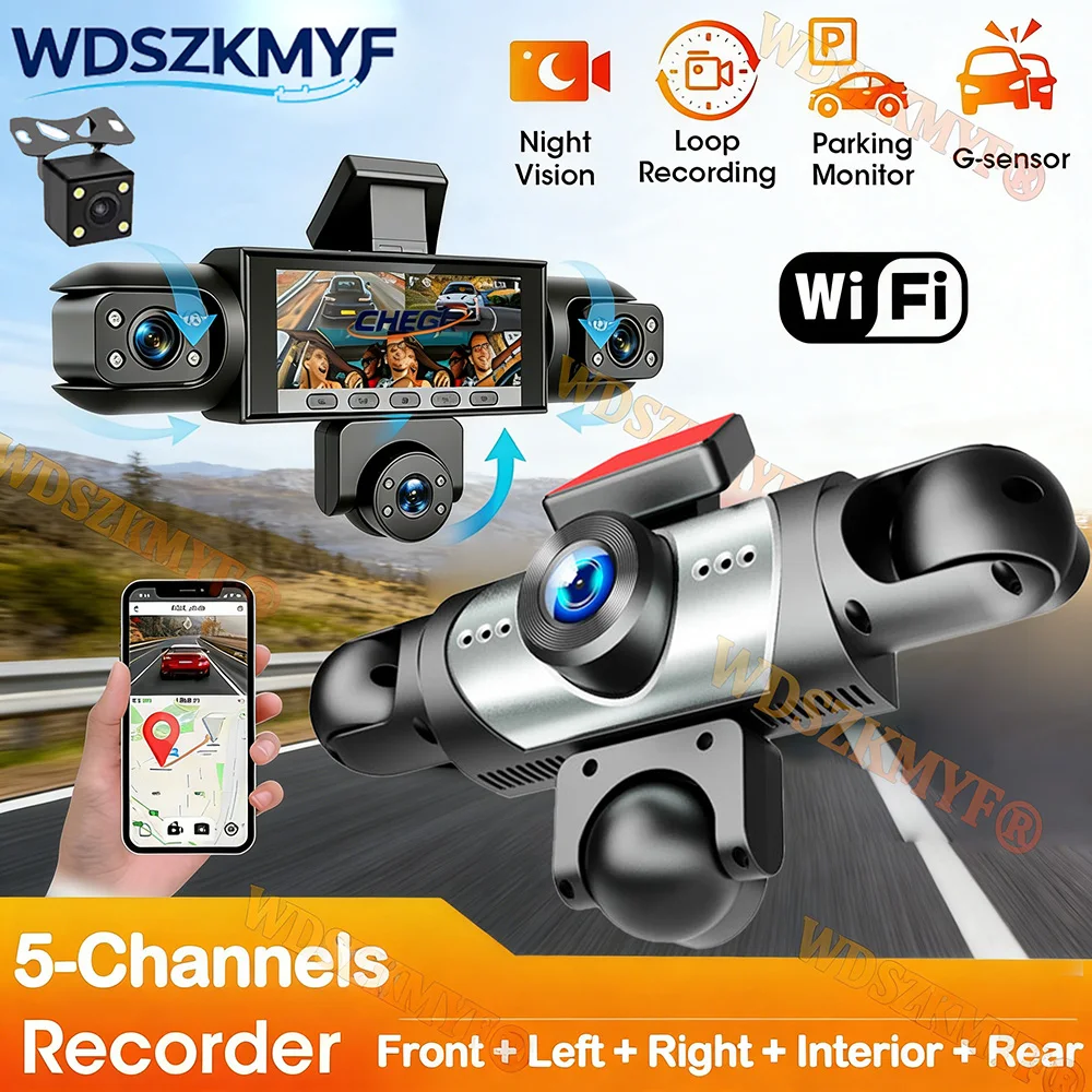 5Channel Car Dvr 1080P Video Recorder WiFi APP dashcam 360° 24h Parking Monitor 4CH DVR For Car Rear View Camera Car Recorder