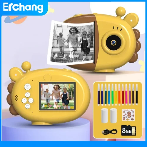 Cámara de impresión instantánea a presión para niños, cámaras de impresión creativas digitales portátiles para niños y niñas, regalo de cumpleaños para niños