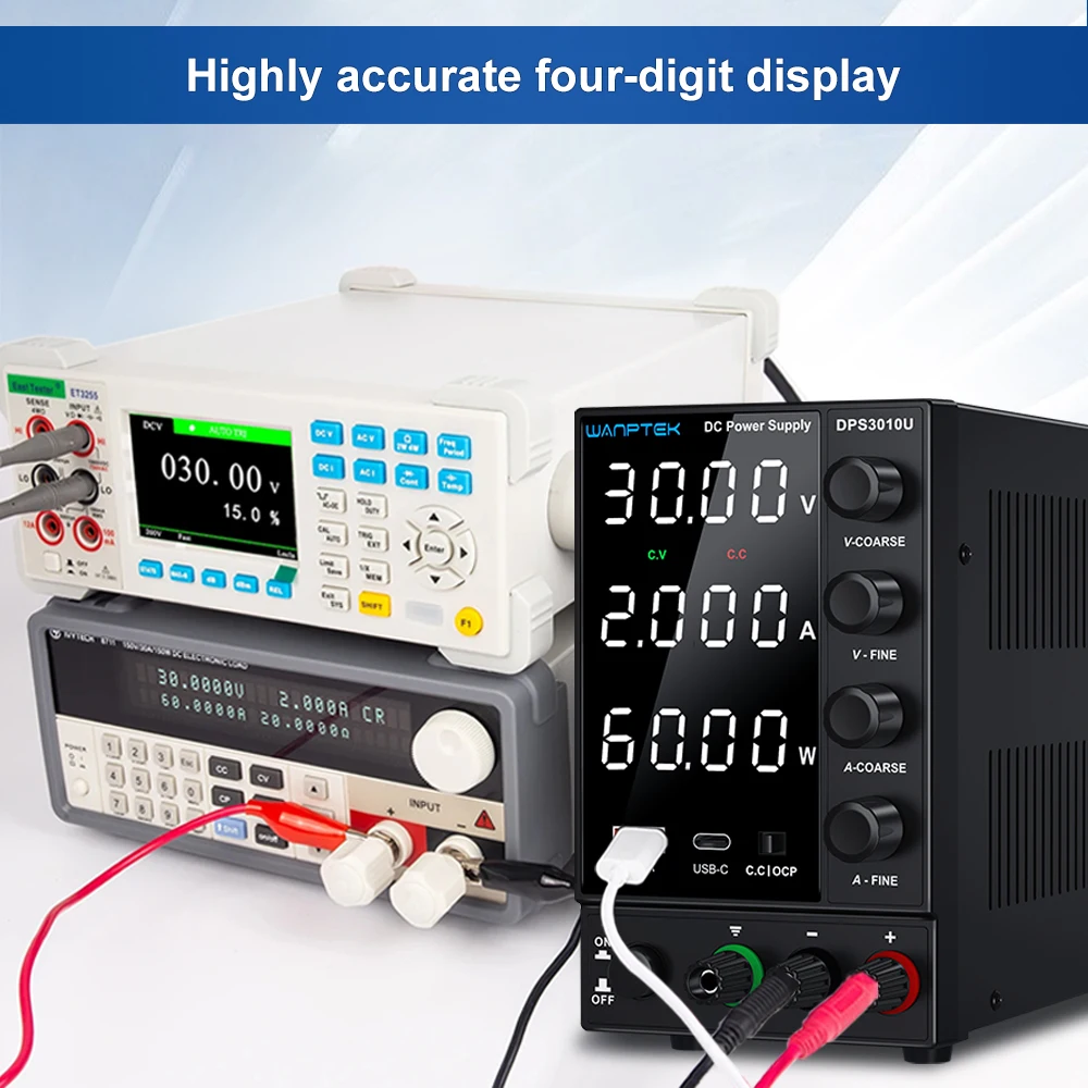 Einstellbares DC-Labornetzteil mit 4 Positionen, 30V 5A, 30V 10A, 220V/115V AC-Schaltwandler, USB/Tape-C-Schnellladung – Detail 11