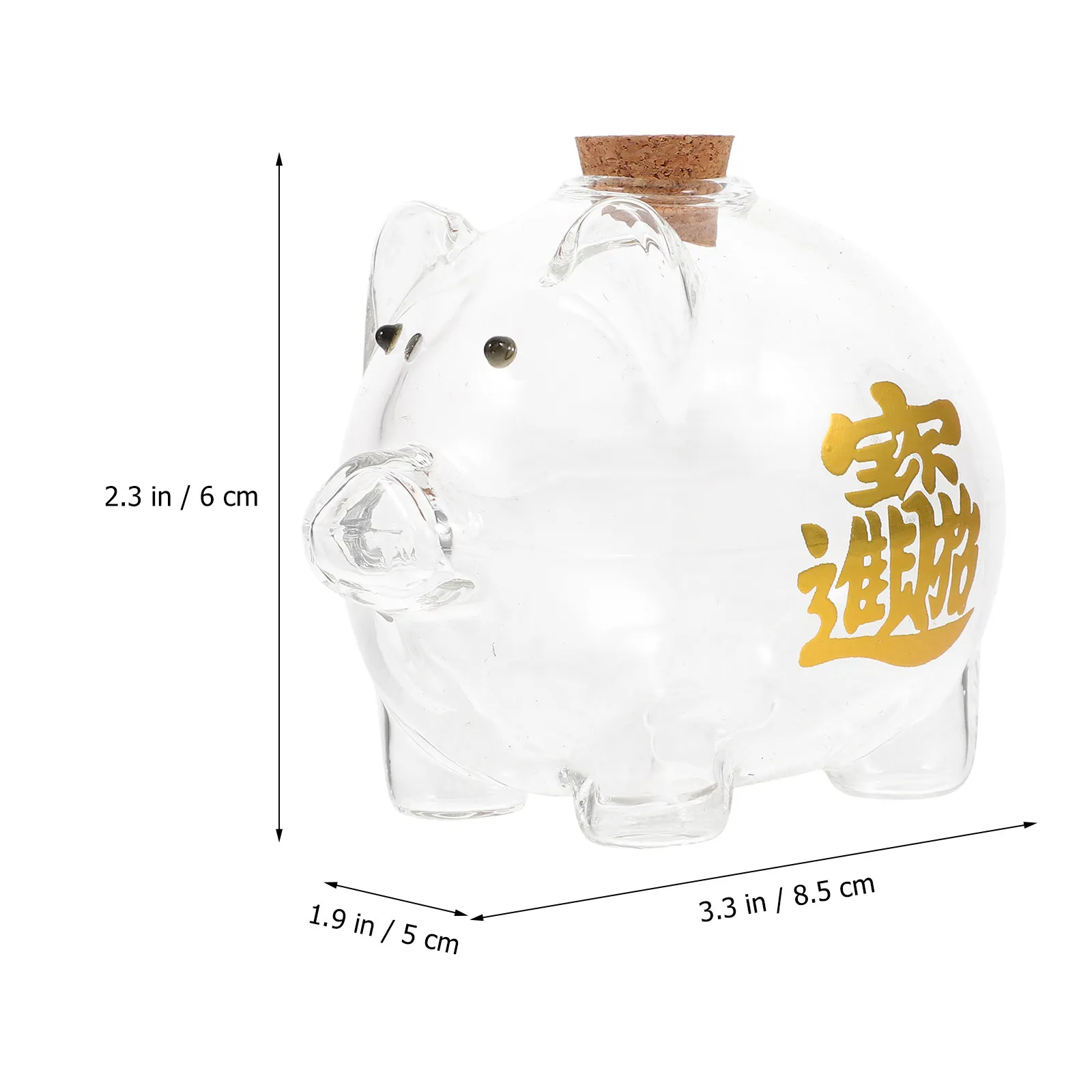 Clear Glass Piggy Bank Transparent Money Saving Jar Coin Storage Container Pig Shape Decorative Home Office Pig Piggy Bank