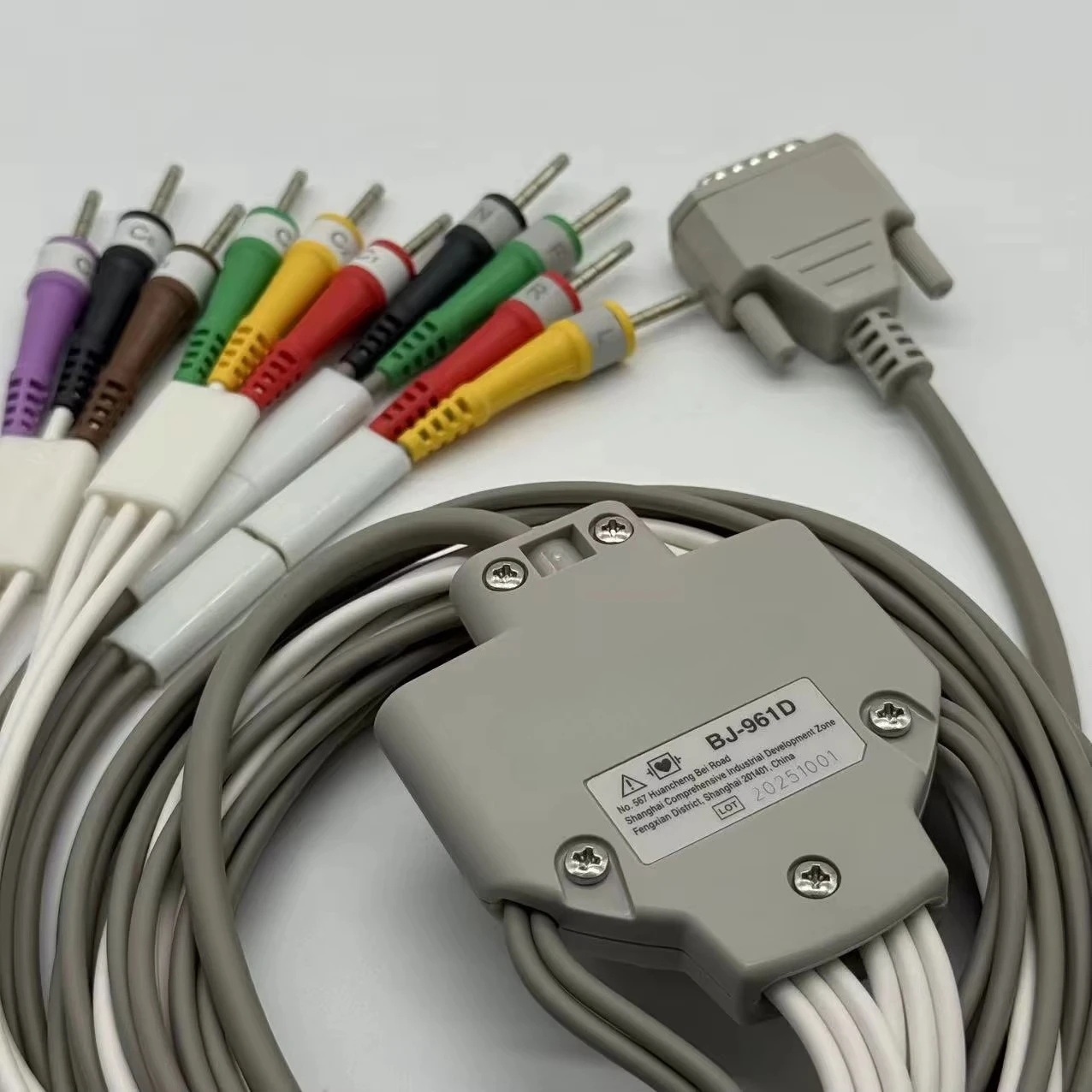Compatible ECG BJ-961D Patient ECG 10 Lead TPU Cable, Grey
