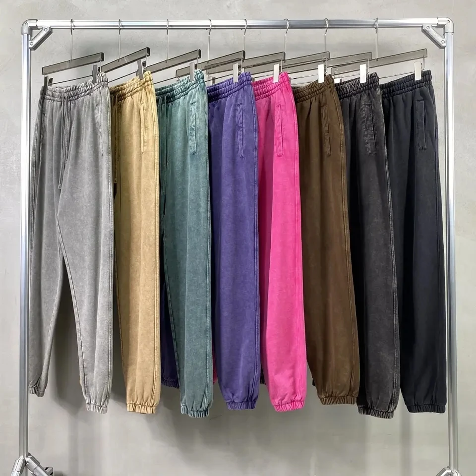 Four Seasons New Fashion Men's Casual Trendy American Washed Waxed Loose Solid Color Pants Straight Jogger Trousers Male Pants