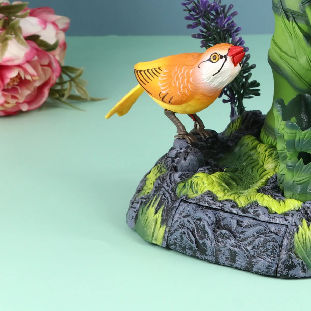 1個入り-音声制御-電動-模造鳥-シミュレーションサウンド-オウム飾り-ホームパーティーギフト-模造オウムおもちゃ